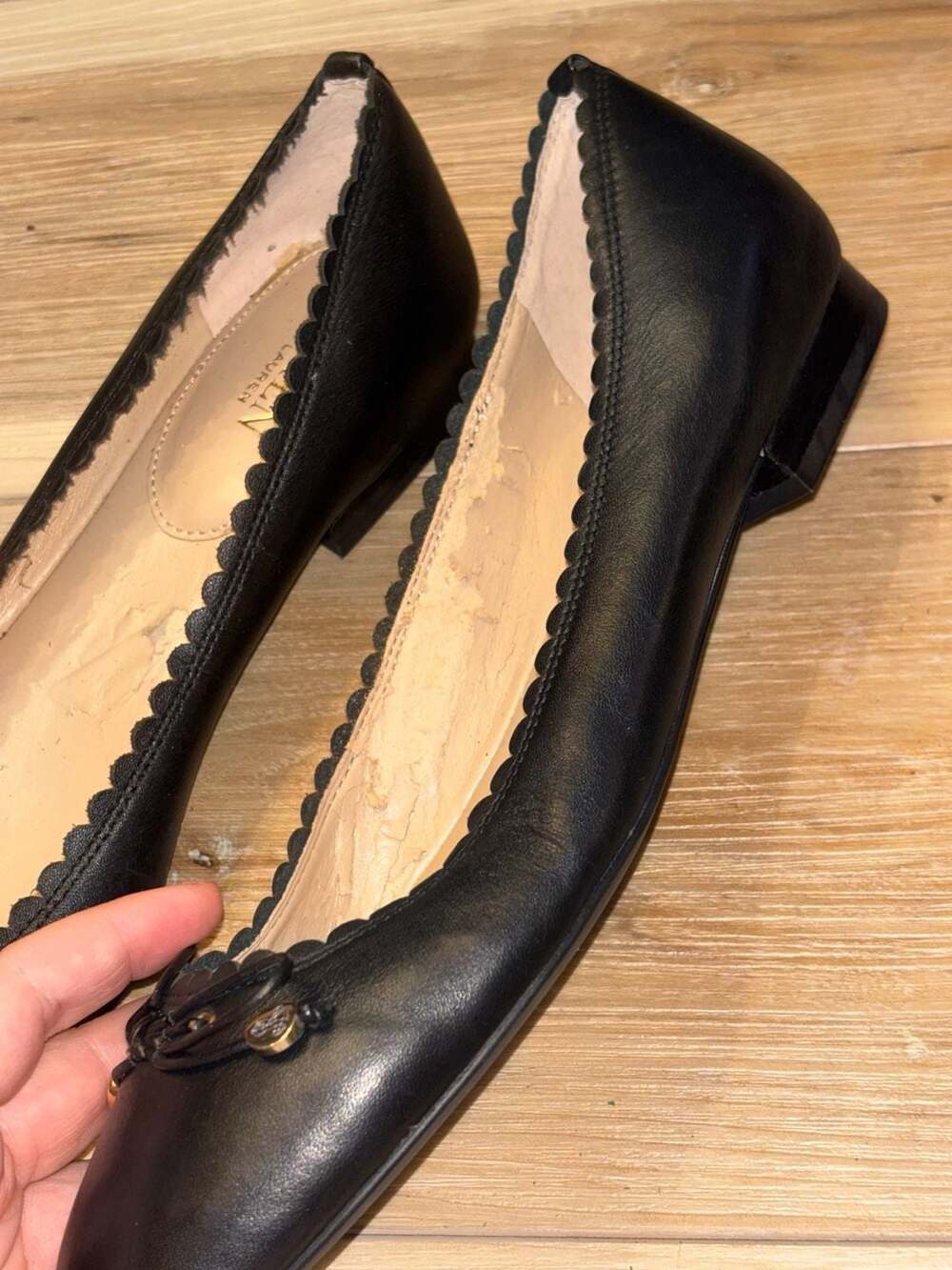 Lauren Ralph Lauren Glennie Scallop-Trim Leather Ballet Flats with tag - Picture 5 of 11